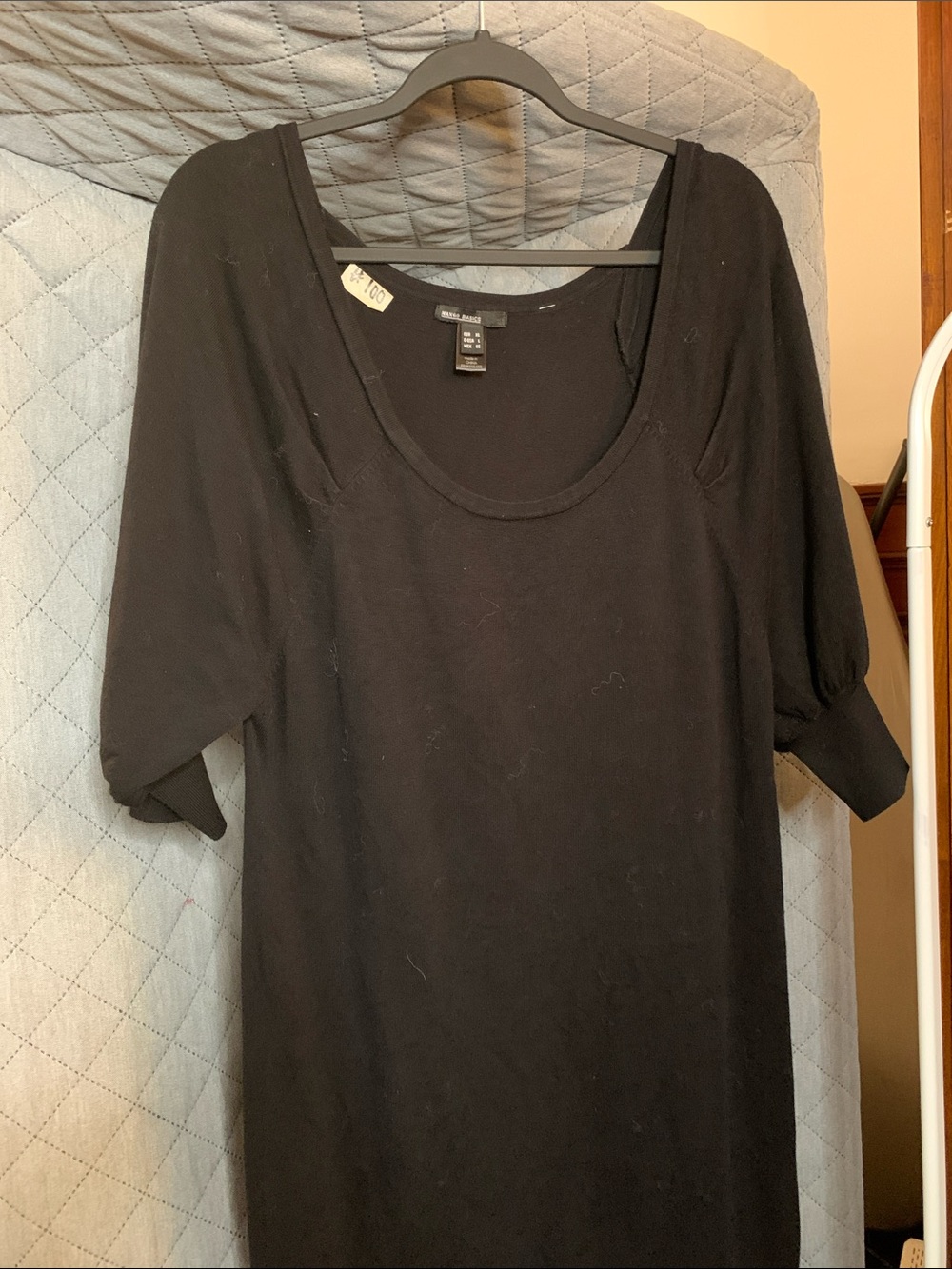 Mango Black Scoop Neck Tunic Top
